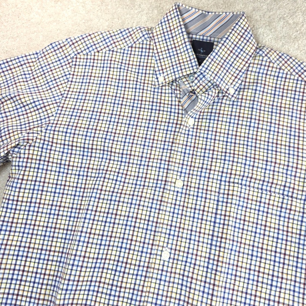 Tailorbyrd Collection Shirt Mens S White Blue Check Button Down Embroidered Logo